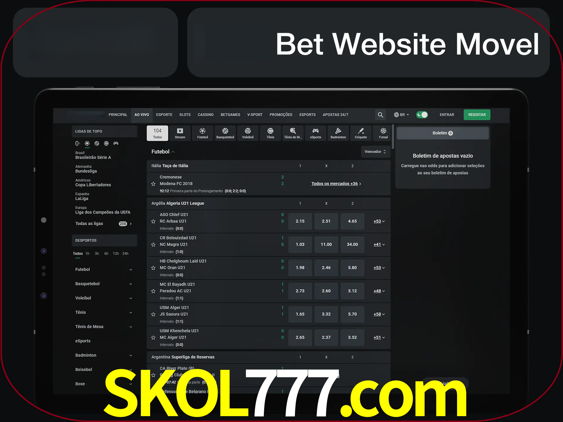Use nosso website em qualquer dispositivo.