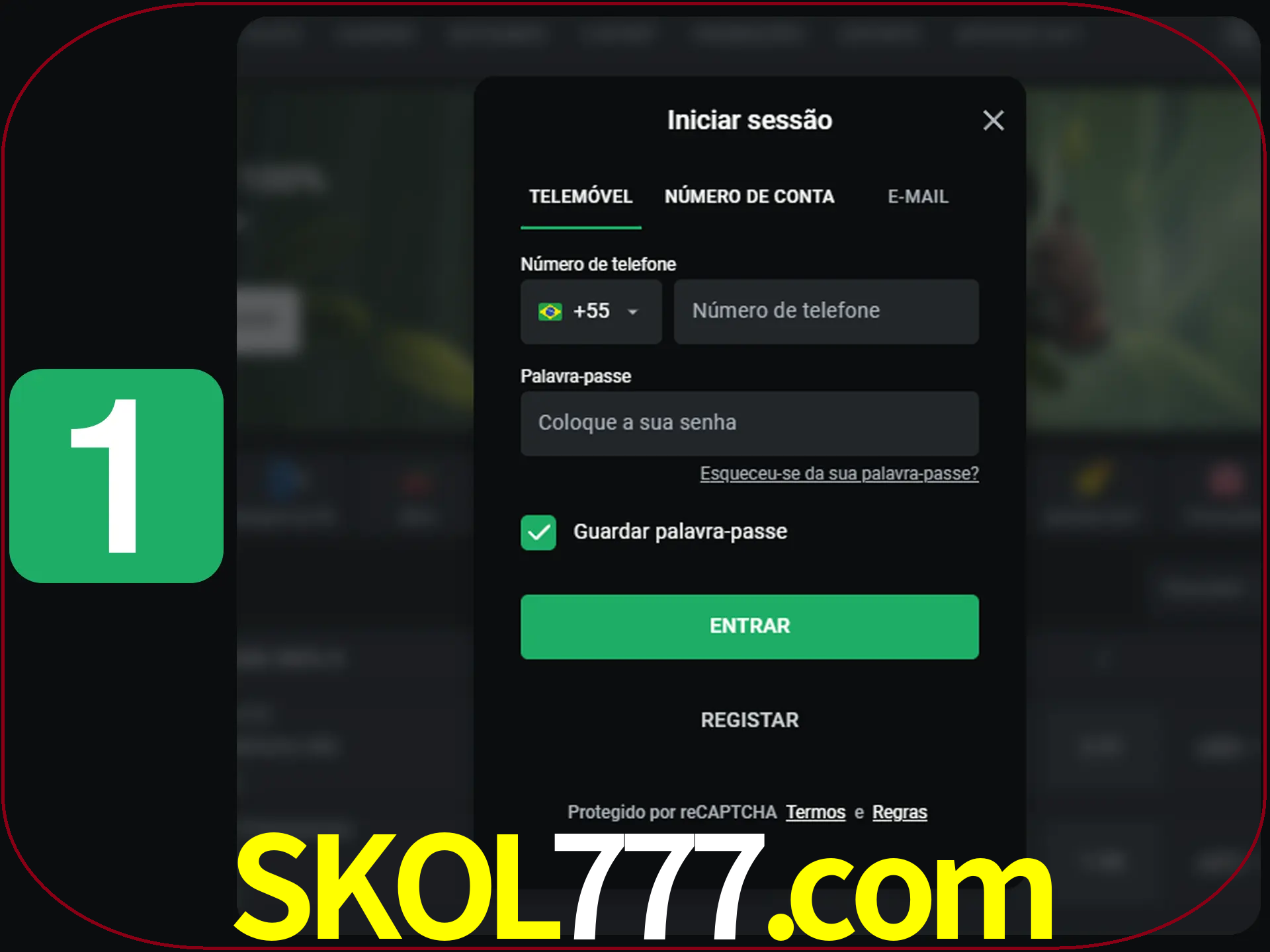 Clique no botão Entrar.